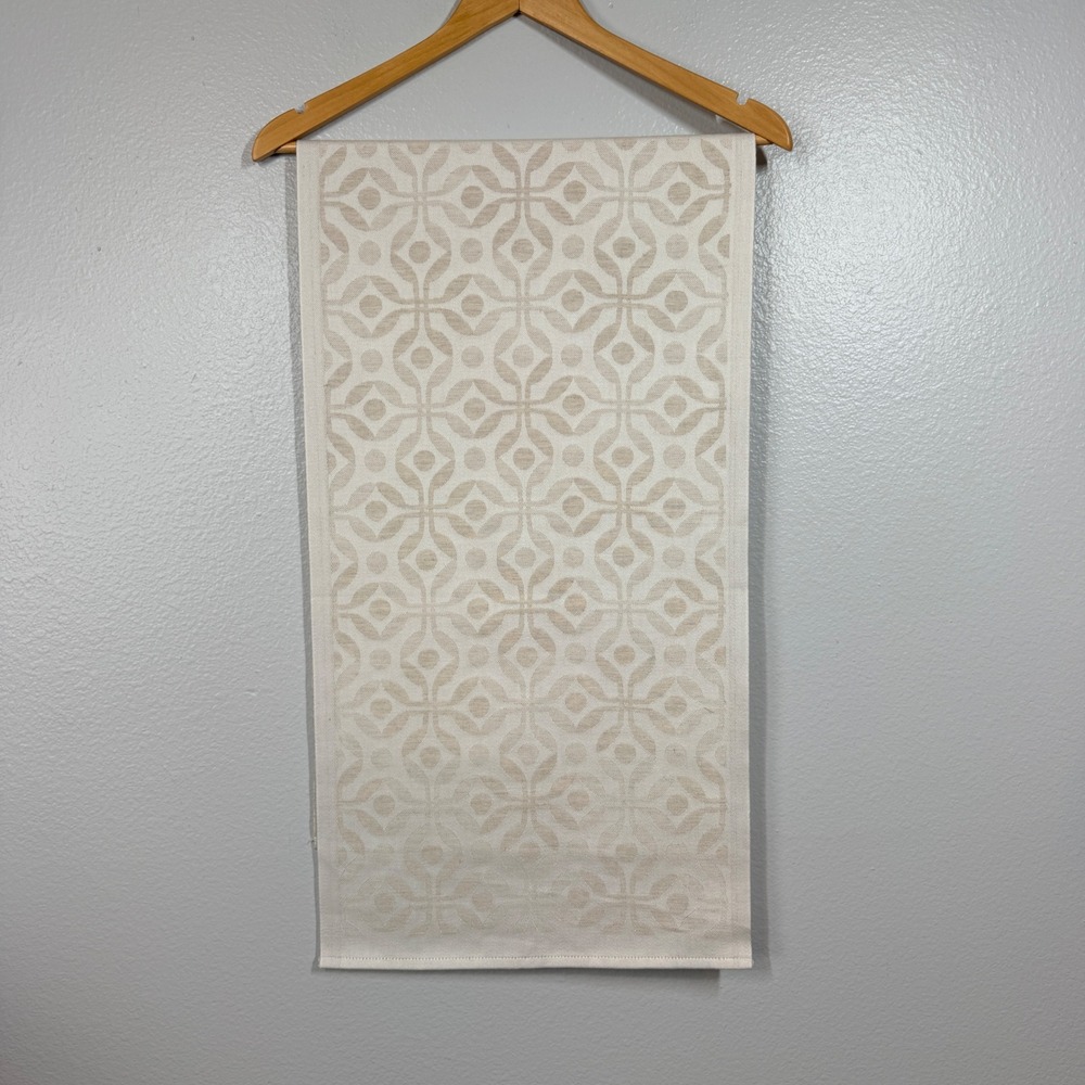 Ekelund Table Runner 14x52 Beige Geometric Master Weavers Swedish Cotton